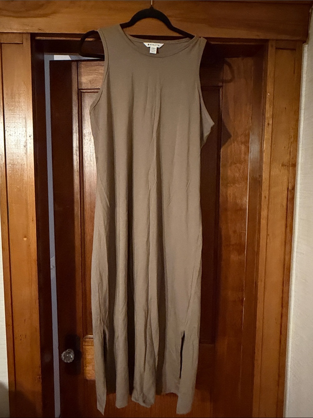 Athleta sea soft taupe beige  Sleeveless Maxi Dress  large tall